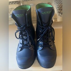 Ralph Lauren Dark Blue Lace-Up Rubber Rain Boots